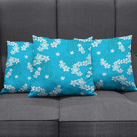 Hawaii Monstera Deliciosa Pillow Cover Blue Plumeria Polynesian Pattern - Polynesian Pride