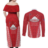 Samoa FAST Couples Matching Off Shoulder Maxi Dress and Long Sleeve Button Shirt Forever Proud Samoan Tribal Pattern - Polynesian Pride