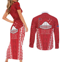 Samoa FAST Couples Matching Short Sleeve Bodycon Dress and Long Sleeve Button Shirt Forever Proud Samoan Tribal Pattern - Polynesian Pride