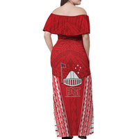 Samoa FAST Off Shoulder Maxi Dress Forever Proud Samoan Tribal Pattern - Polynesian Pride