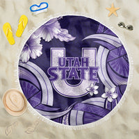 Utah State Polynesian Heritage Beach Blanket Floral Tribal Pattern Tropical Flowers LT05 One Size 150cm Purple - Polynesian Pride