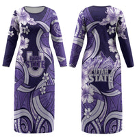 Utah State Polynesian Heritage Couples Matching Long Sleeve Bodycon Dress and Hawaiian Shirt Floral Tribal Pattern Tropical Flowers LT05 - Polynesian Pride