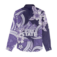 Utah State Polynesian Heritage Women Casual Shirt Floral Tribal Pattern Tropical Flowers LT05 - Polynesian Pride