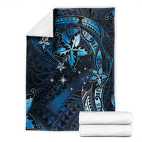 Hawaii Makahiki Season Blanket Floral Tribal Tattoo Blue Galaxy