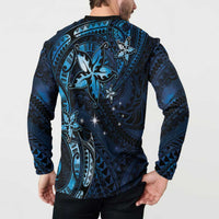 Hawaii Makahiki Season Button Sweatshirt Floral Tribal Tattoo Blue Galaxy