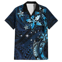 Hawaii Makahiki Season Family Matching Tank Maxi Dress and Hawaiian Shirt Floral Tribal Tattoo Blue Galaxy