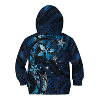Hawaii Makahiki Season Kid Hoodie Floral Tribal Tattoo Blue Galaxy