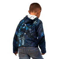 Hawaii Makahiki Season Kid Hoodie Floral Tribal Tattoo Blue Galaxy