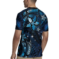 Hawaii Makahiki Season Rugby Jersey Floral Tribal Tattoo Blue Galaxy