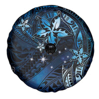 Hawaii Makahiki Season Spare Tire Cover Floral Tribal Tattoo Blue Galaxy