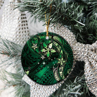 Hawaii Makahiki Season Ceramic Ornament Floral Tribal Tattoo Green Galaxy