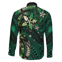 Hawaii Makahiki Season Family Matching Puletasi and Hawaiian Shirt Floral Tribal Tattoo Green Galaxy LT05 - Polynesian Pride