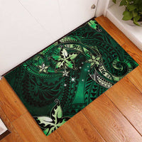 Hawaii Makahiki Season Rubber Doormat Floral Tribal Tattoo Green Galaxy