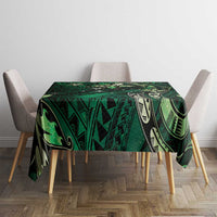 Hawaii Makahiki Season Tablecloth Floral Tribal Tattoo Green Galaxy