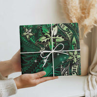 Hawaii Makahiki Season Wrapping Paper Floral Tribal Tattoo Green Galaxy - Polynesian Pride