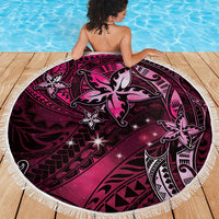 Hawaii Makahiki Season Beach Blanket Floral Tribal Tattoo Pink Galaxy