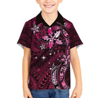 Hawaii Makahiki Season Family Matching Puletasi and Hawaiian Shirt Floral Tribal Tattoo Pink Galaxy LT05 Son's Shirt Pink - Polynesian Pride