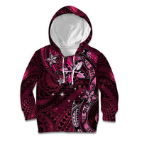 Hawaii Makahiki Season Kid Hoodie Floral Tribal Tattoo Pink Galaxy