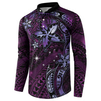 Hawaii Makahiki Season Button Sweatshirt Floral Tribal Tattoo Purple Galaxy