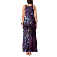 Hawaii Makahiki Season Tank Maxi Dress Floral Tribal Tattoo Purple Galaxy
