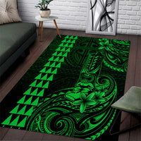 Hawaii Hauoli Makahiki Hou Area Rug Lono Hawaiian God Kakau Polynesian Tribal Green LT05 Green - Polynesian Pride