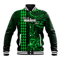 Personalized Hawaii Hauoli Makahiki Hou Baseball Jacket Lono Hawaiian God Kakau Polynesian Tribal Green LT05 Unisex Green - Polynesian Pride