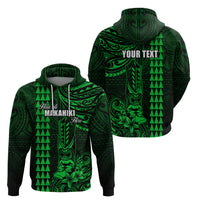Personalized Hawaii Hauoli Makahiki Hou Hoodie Lono Hawaiian God Kakau Polynesian Tribal Green LT05 - Polynesian Pride