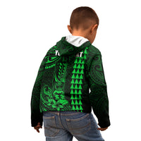 Personalized Hawaii Hauoli Makahiki Hou Kid Hoodie Lono Hawaiian God Kakau Polynesian Tribal Green LT05 - Polynesian Pride