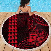 Hawaii Hauoli Makahiki Hou Beach Blanket Lono Hawaiian God Kakau Polynesian Tribal Red LT05 - Wonder Print Shop