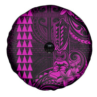 Hawaii Hauoli Makahiki Hou Spare Tire Cover Lono Hawaiian God Kakau Polynesian Tribal Pink LT05 - Polynesian Pride