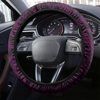 Hawaii Hauoli Makahiki Hou Steering Wheel Cover Lono Hawaiian God Kakau Polynesian Tribal Pink