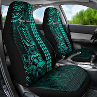 Personalized Hawaii Hauoli Makahiki Hou Car Seat Cover Lono Hawaiian God Kakau Polynesian Tribal Turquoise LT05 - Polynesian Pride