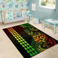 Hawaii Hauoli Makahiki Hou Area Rug Lono Hawaiian God Kakau Polynesian Tribal Reggae LT05 - Polynesian Pride