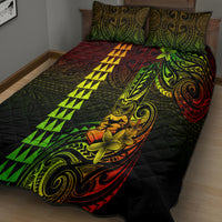 Hawaii Hauoli Makahiki Hou Quilt Bed Set Lono Hawaiian God Kakau Polynesian Tribal Reggae LT05 - Polynesian Pride