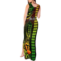 Personalized Hawaii Hauoli Makahiki Hou Tank Maxi Dress Lono Hawaiian God Kakau Polynesian Tribal Reggae LT05 - Polynesian Pride