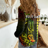 Personalized Hawaii Hauoli Makahiki Hou Women Casual Shirt Lono Hawaiian God Kakau Polynesian Tribal Reggae LT05 - Polynesian Pride
