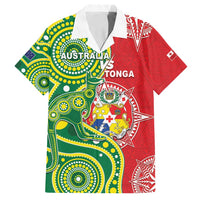 Custom Tonga Australia Rugby Family Matching Long Sleeve Bodycon Dress and Hawaiian Shirt Kangaroos And Tonga Mate Maa Together LT05 Dad's Shirt - Short Sleeve Green - Polynesian Pride