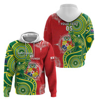 Custom Tonga Australia Rugby Zip Hoodie Kangaroos And Tonga Mate Maa Together