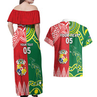 Custom Tonga XIII And Australia Kangaroos Couples Matching Off Shoulder Maxi Dress and Hawaiian Shirt Mate Maa Tongan Ngatu With Aboriginal LT05 - Polynesian Pride