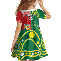 Custom Tonga XIII And Australia Kangaroos Family Matching Long Sleeve Bodycon Dress and Hawaiian Shirt Mate Maa Tongan Ngatu With Aboriginal LT05 - Polynesian Pride