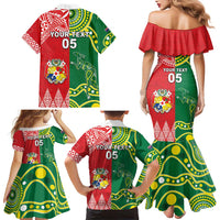 Custom Tonga XIII And Australia Kangaroos Family Matching Mermaid Dress and Hawaiian Shirt Mate Maa Tongan Ngatu With Aboriginal LT05 - Polynesian Pride