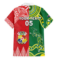 Custom Tonga XIII And Australia Kangaroos Family Matching Mermaid Dress and Hawaiian Shirt Mate Maa Tongan Ngatu With Aboriginal LT05 - Polynesian Pride