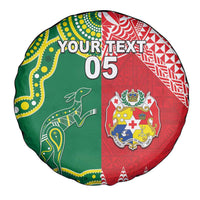 Custom Tonga XIII And Australia Kangaroos Spare Tire Cover Mate Maa Tongan Ngatu With Aboriginal