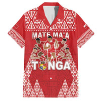 Custom Tonga Rugby Family Matching Long Sleeve Bodycon Dress and Hawaiian Shirt Tonga Mate Ma'a Take The Lead LT05 Dad's Shirt - Short Sleeve Red - Polynesian Pride