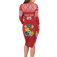 Custom Tonga Rugby Family Matching Long Sleeve Bodycon Dress and Hawaiian Shirt Tonga Mate Ma'a Take The Lead LT05 - Polynesian Pride
