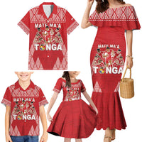 Custom Tonga Rugby Family Matching Mermaid Dress and Hawaiian Shirt Tonga Mate Ma'a Take The Lead LT05 - Polynesian Pride