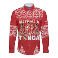 Custom Tonga Rugby Long Sleeve Button Shirt Tonga Mate Ma'a Take The Lead