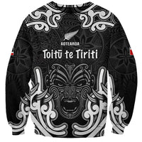 Personalised Aotearoa Sweatshirt Toitu Te Tiriti O Waitangi LT05 Unisex Black - Polynesian Pride