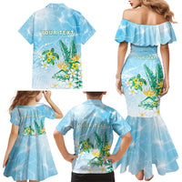 Personalised 2025 Aloha Hawaii Family Matching Mermaid Dress and Hawaiian Shirt Tropical Flowers And Honu