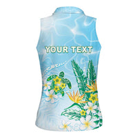 Personalised 2025 Aloha Hawaii Women Sleeveless Polo Shirt Tropical Flowers And Honu